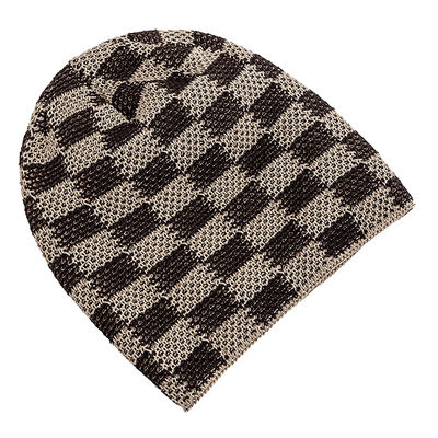 New Plaid Chunky Cable Knit Hat Cuffless Warm Ski Skull Cap Checkered Winter Knitted Beanies Hats