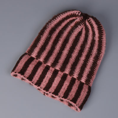 Wholesale High Quality Outdoor Female Wool Winter Warm Knit Beanie Custom Colorful Striped Pattern Beanie Cap for Women