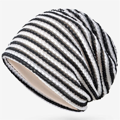Bonnets en tricot rayé de haute qualité pour femmes, style slouchy, bonnets skullies, chapeau d'hiver de sport, bonnet sans revers pour l'extérieur