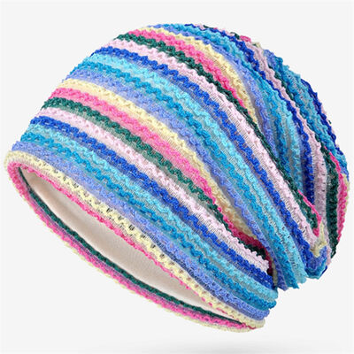 Bonnets en tricot rayé de haute qualité pour femmes, style slouchy, bonnets skullies, chapeau d'hiver de sport, bonnet sans revers pour l'extérieur