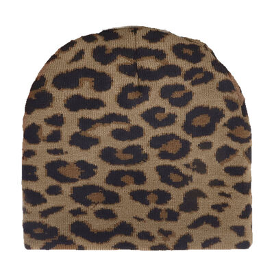 Logo personnalisé de haute qualité Hommes Femmes Chapeaux d'hiver acrylique Bonnet Léopard Impression motif Tricoté Slouchy Beanies