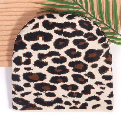 Logo personnalisé de haute qualité Hommes Femmes Chapeaux d'hiver acrylique Bonnet Léopard Impression motif Tricoté Slouchy Beanies