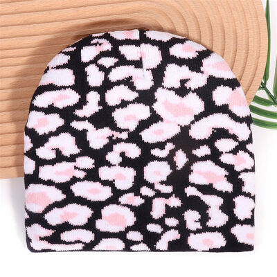 Logo personnalisé de haute qualité Hommes Femmes Chapeaux d'hiver acrylique Bonnet Léopard Impression motif Tricoté Slouchy Beanies