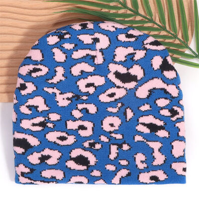 Logo personnalisé de haute qualité Hommes Femmes Chapeaux d'hiver acrylique Bonnet Léopard Impression motif Tricoté Slouchy Beanies