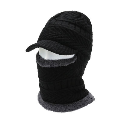 Bonnet d'hiver en laine pour homme, coupe-vent, tricoté, avec cache-oreilles et tour de cou, imprimé numérique à motif à carreaux pour le voyage