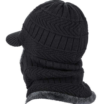 Bonnet d'hiver en laine pour homme, coupe-vent, tricoté, avec cache-oreilles et tour de cou, imprimé numérique à motif à carreaux pour le voyage