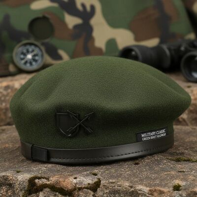 Béret vert classique militaire avec une grande durabilité pour toutes les saisons et une taille personnalisée pour le port tactique et occasionnel