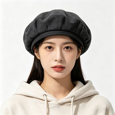 Chapeau béret gris foncé classique avec béret rembourré en feutre tissu mélangé de laine pour plus de confort et de durabilité chapeau quotidien confortable