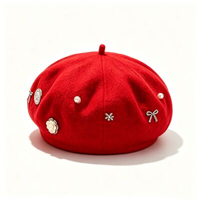 Béret mélange de laine rouge avec une grande durabilité pour toutes les saisons et taille personnalisée
