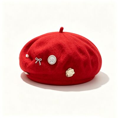 Béret mélange de laine rouge avec une grande durabilité pour toutes les saisons et taille personnalisée