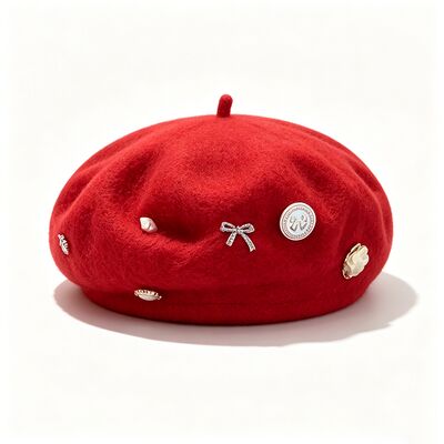 Béret mélange de laine rouge avec une grande durabilité pour toutes les saisons et taille personnalisée
