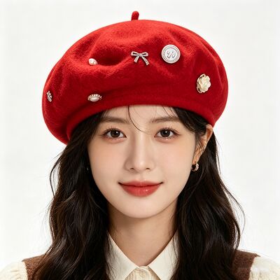 Béret mélange de laine rouge avec une grande durabilité pour toutes les saisons et taille personnalisée