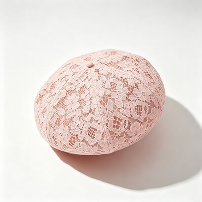 Béret rose vintage en dentelle à motif floral Beret respirant avec bonnet et coiffure élégante pour les fêtes et les fêtes