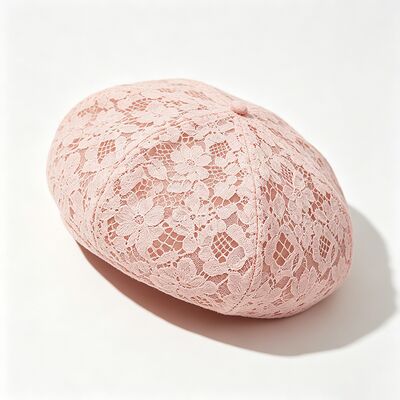 Béret rose vintage en dentelle à motif floral Beret respirant avec bonnet et coiffure élégante pour les fêtes et les fêtes