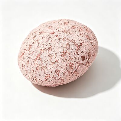 Béret rose vintage en dentelle à motif floral Beret respirant avec bonnet et coiffure élégante pour les fêtes et les fêtes