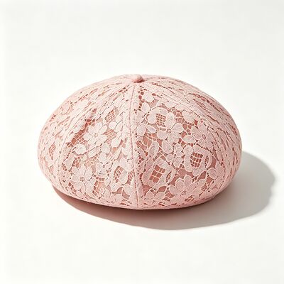Béret rose vintage en dentelle à motif floral Beret respirant avec bonnet et coiffure élégante pour les fêtes et les fêtes