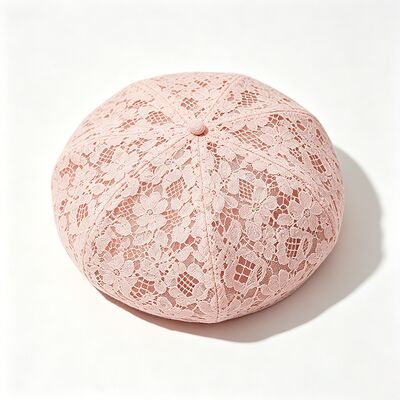 Béret rose vintage en dentelle à motif floral Beret respirant avec bonnet et coiffure élégante pour les fêtes et les fêtes