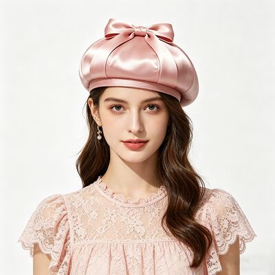 Chapeau élégant en satin rose avec tissu 150 grammes léger et taille personnalisée pour le port occasionnel