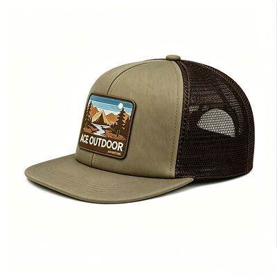 Bonnet de camionneur vert clair avec une bordure incurvée des couleurs personnalisables parfait pour les uniformes de l'équipe