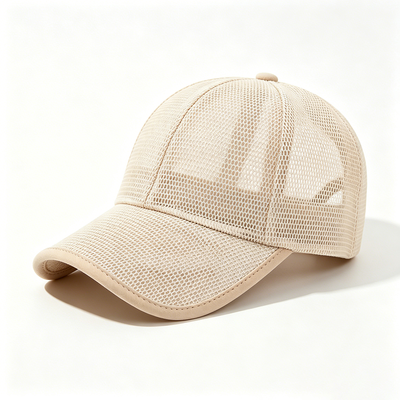 Cap en 6 panneaux de base-ball Beige Laver les mains Soins Tissu respirant Garde la tête fraîche pendant les activités physiques