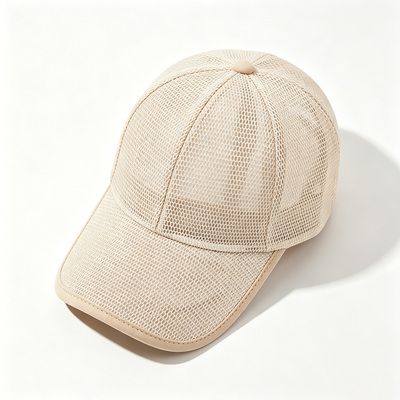 Cap en 6 panneaux de base-ball Beige Laver les mains Soins Tissu respirant Garde la tête fraîche pendant les activités physiques