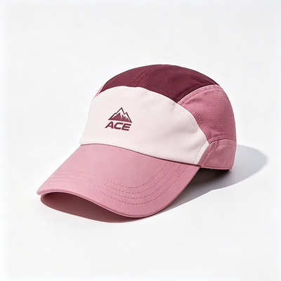 Chapeau camper à bord plat 5 panneaux avec logo personnalisable et sangle à crochet pour les activités de plein air