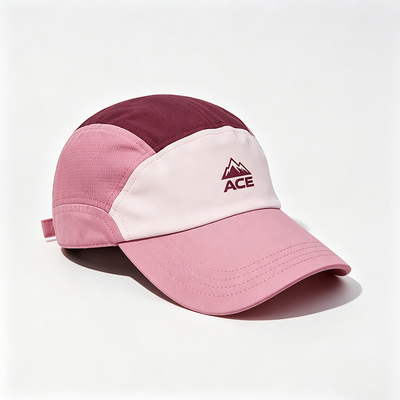 Chapeau camper à bord plat 5 panneaux avec logo personnalisable et sangle à crochet pour les activités de plein air