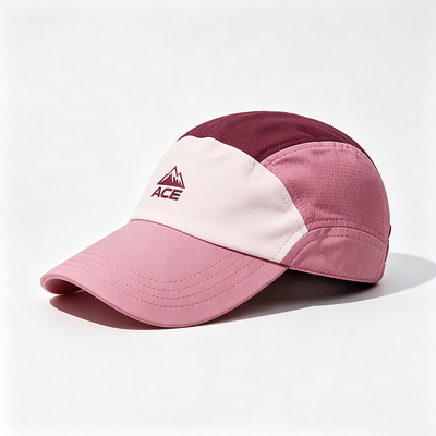 Chapeau camper à bord plat 5 panneaux avec logo personnalisable et sangle à crochet pour les activités de plein air