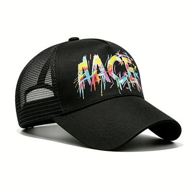 Casquette de camionneur Snapback réglable, transfert de chaleur numérique, motif Graffiti, panneau avant, chapeau arrière en maille, parfait pour les activités de plein air, marque d'entreprise