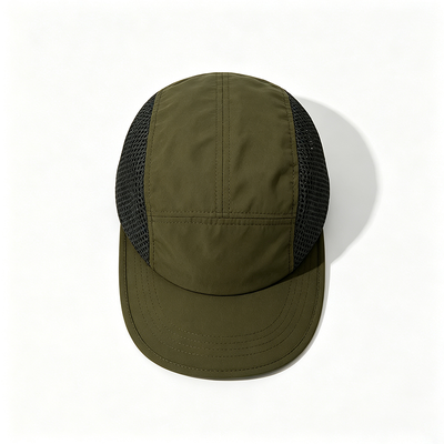Casquette 5 panneaux personnalisée à séchage rapide, adaptée à diverses activités de plein air, y compris la randonnée, le camping et la course à pied