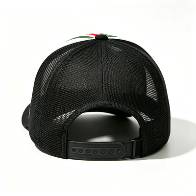 Casquette Trucker 6 panneaux personnalisable avec œillets, style unisexe, adaptée aux événements d'entreprise et aux activités de team building
