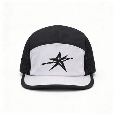 Quick Dry Durable 5 Panel Camper Hat with Woven Label Logo for Corporate Uniforms and Outdoor Activities