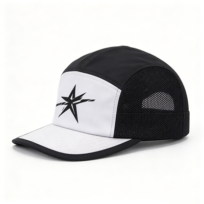 Quick Dry Durable 5 Panel Camper Hat with Woven Label Logo for Corporate Uniforms and Outdoor Activities