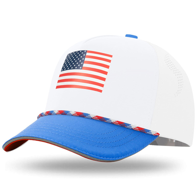 Unisexe 5 panneaux drapeau américain chapeau de baseball pour enfants sur mesure USA enfants casquettes de baseball avec corde